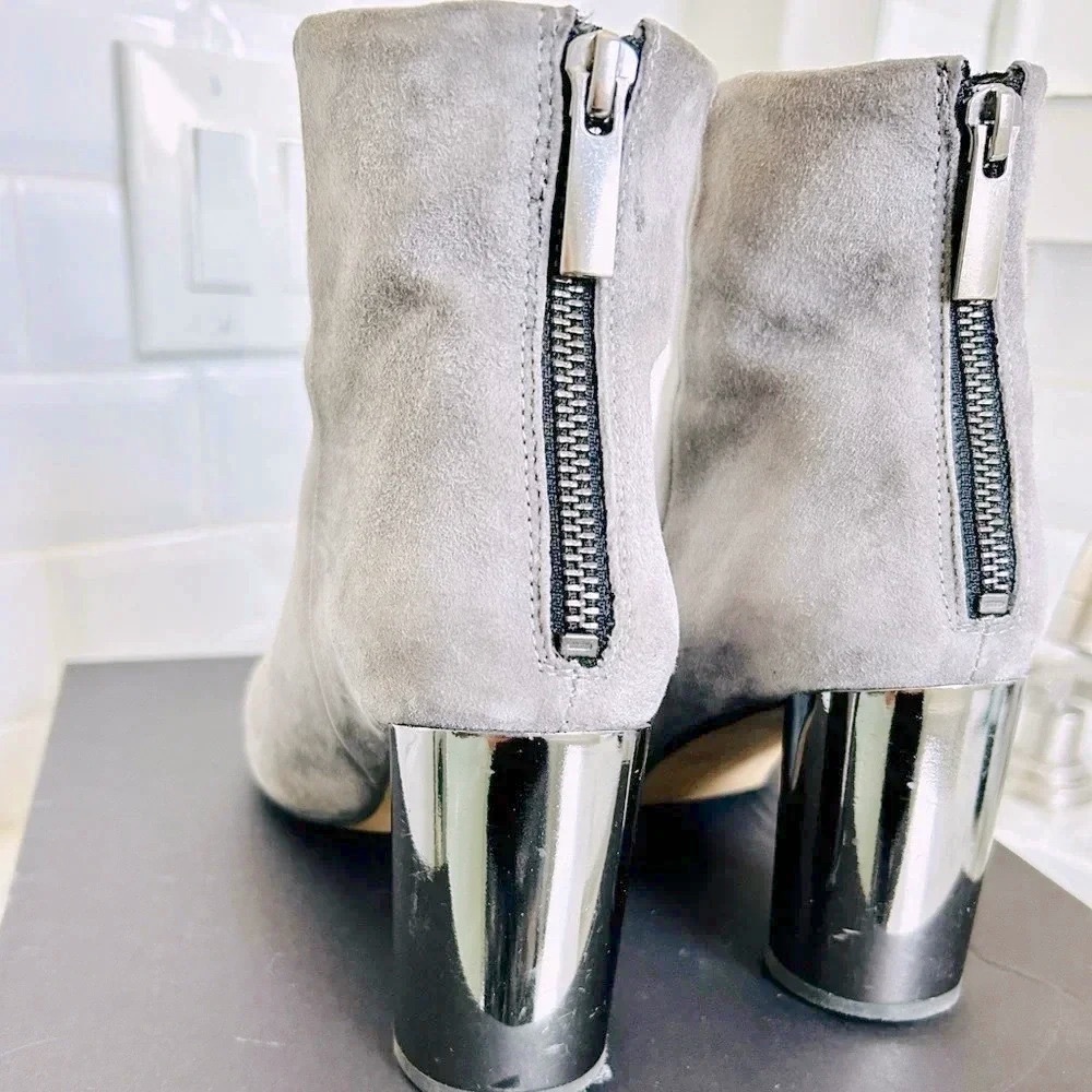 Pure Navy - Gray Suede Ankle Boots Mirrored Heels Women’s Size 7.5 - Picture 5 of 8